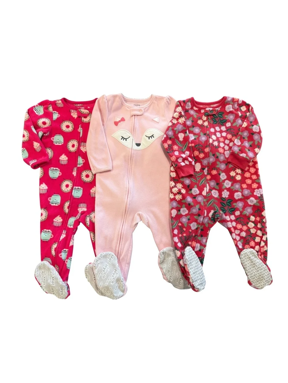 Set of 3 Simple Joys by Carter's 18M Fleece Footed Pajamas for Toddler Girls